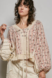 Nell Lace-Up Patchwork Top - Westly