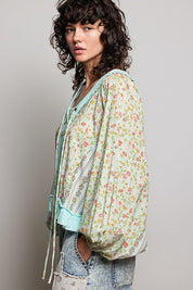 Nell Lace-Up Patchwork Top - Westly