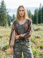 Nell Lace-Up Patchwork Top - Westly