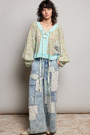 Nell Lace-Up Patchwork Top - Westly