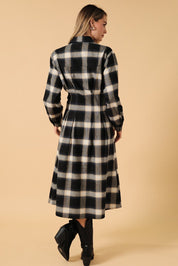 Nico Long Sleeve Pleated Button Down Shirt Midi Dress - Westly