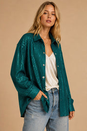 Night Moves Sequin Button-Down Shirt - Westly