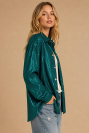 Night Moves Sequin Button-Down Shirt - Westly