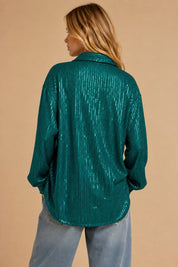 Night Moves Sequin Button-Down Shirt - Westly
