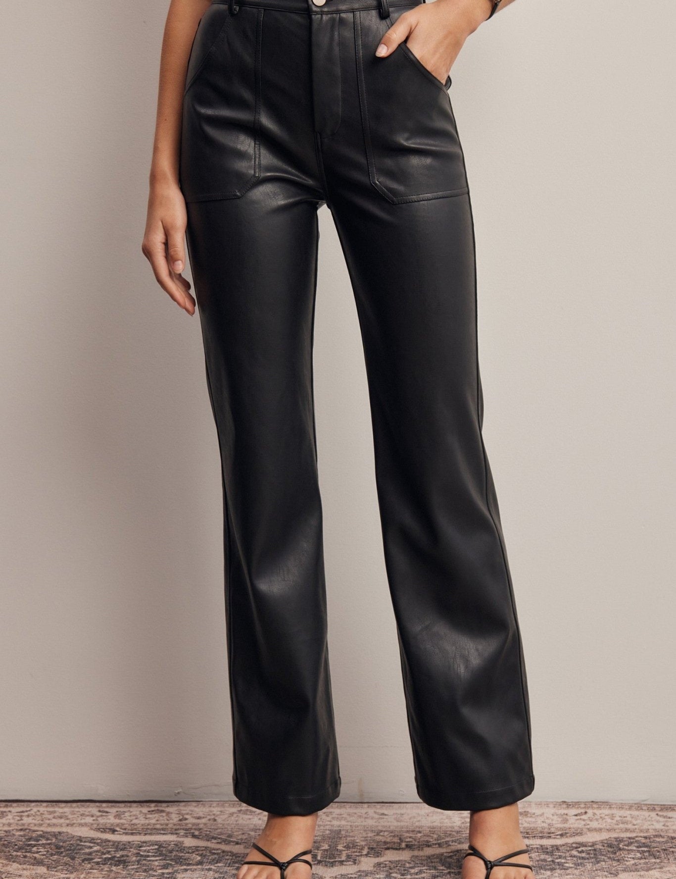 Nightfall Faux Leather Straight Leg Pants - Westly