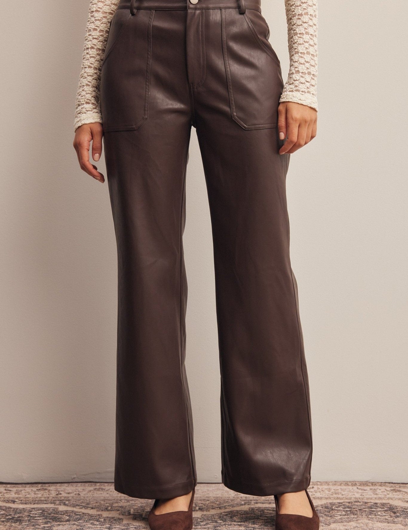 Nightfall Faux Leather Straight Leg Pants - Westly