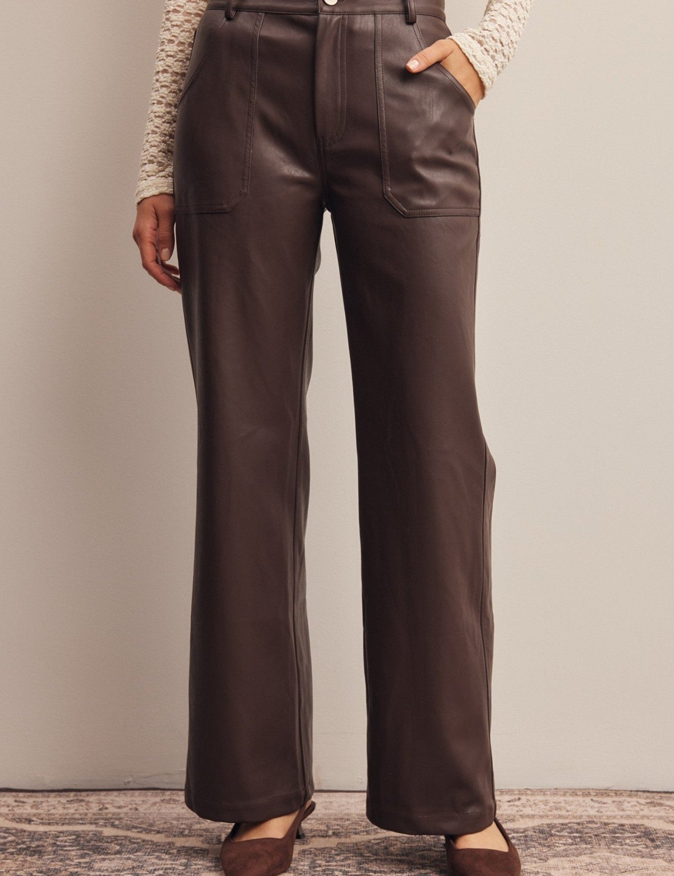 Nightfall Faux Leather Straight Leg Pants - Westly