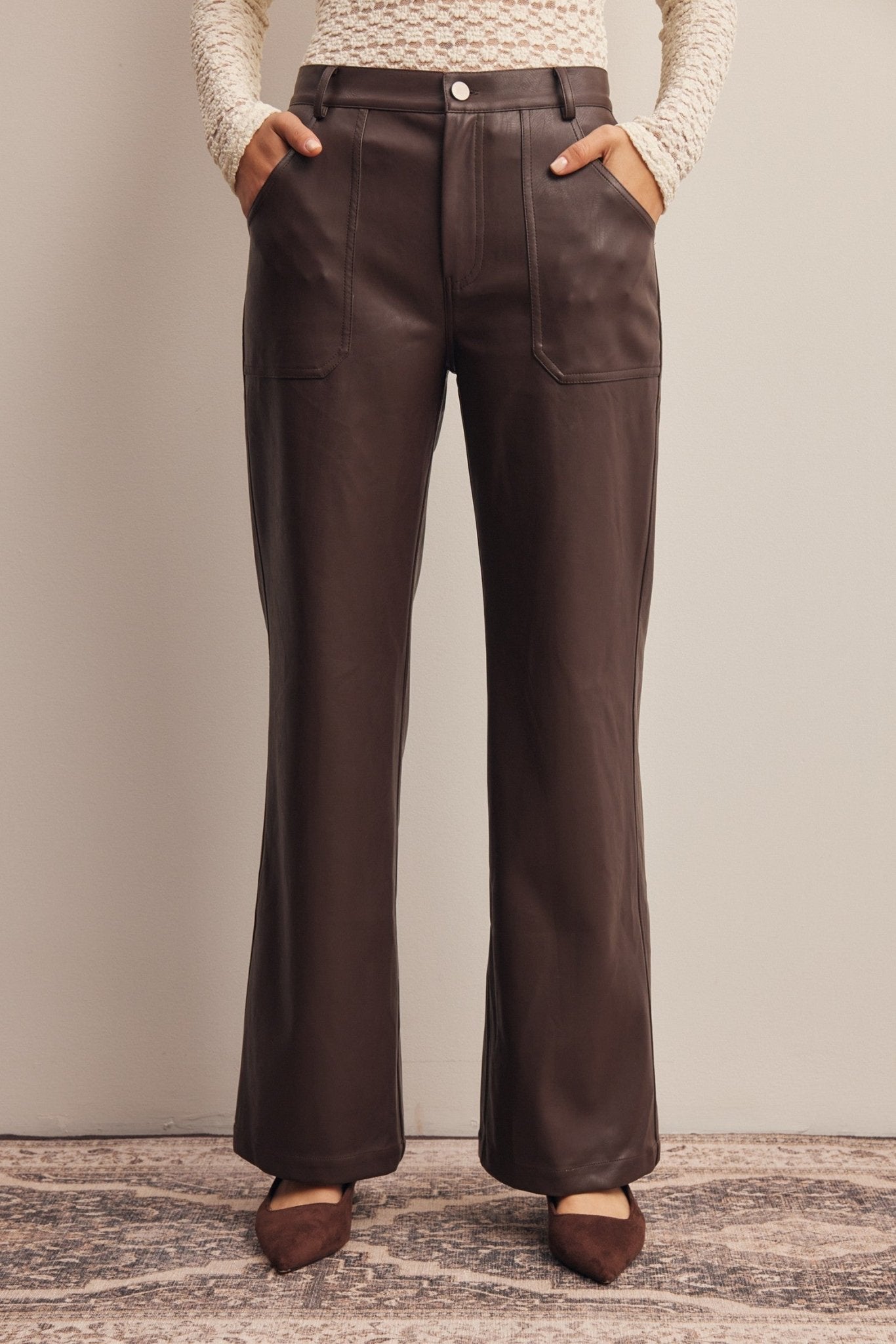 Nightfall Faux Leather Straight Leg Pants - Westly
