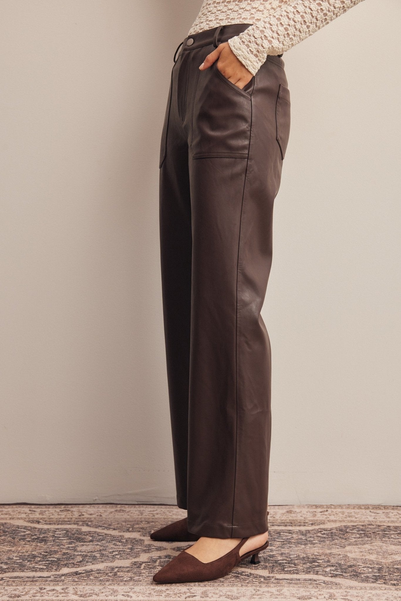 Nightfall Faux Leather Straight Leg Pants - Westly