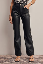 Nightfall Faux Leather Straight Leg Pants in Black, photo 2