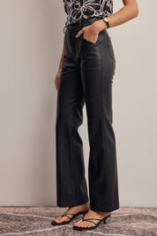 Nightfall Faux Leather Straight Leg Pants in Black, photo 6