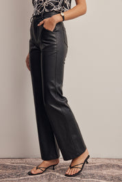 Nightfall Faux Leather Straight Leg Pants in Black, photo 7