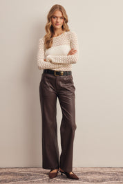 Nightfall Faux Leather Straight Leg Pants in Dark Brown, photo 10