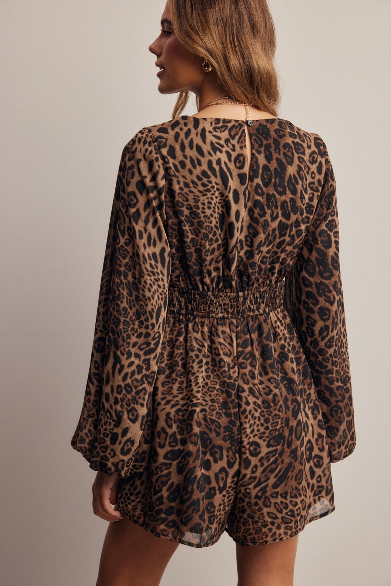 Nightroamer Leopard Surplice Romper - Westly