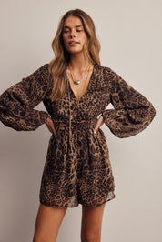 Nightroamer Leopard Surplice Romper - Westly