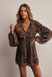 Nightroamer Leopard Surplice Romper in Leopard, photo 2