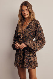 Nightroamer Leopard Surplice Romper in Leopard, photo 5