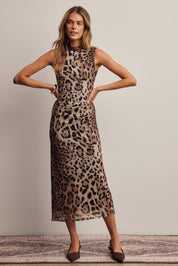 Nighttide Leopard Mesh Midi Dress - Westly