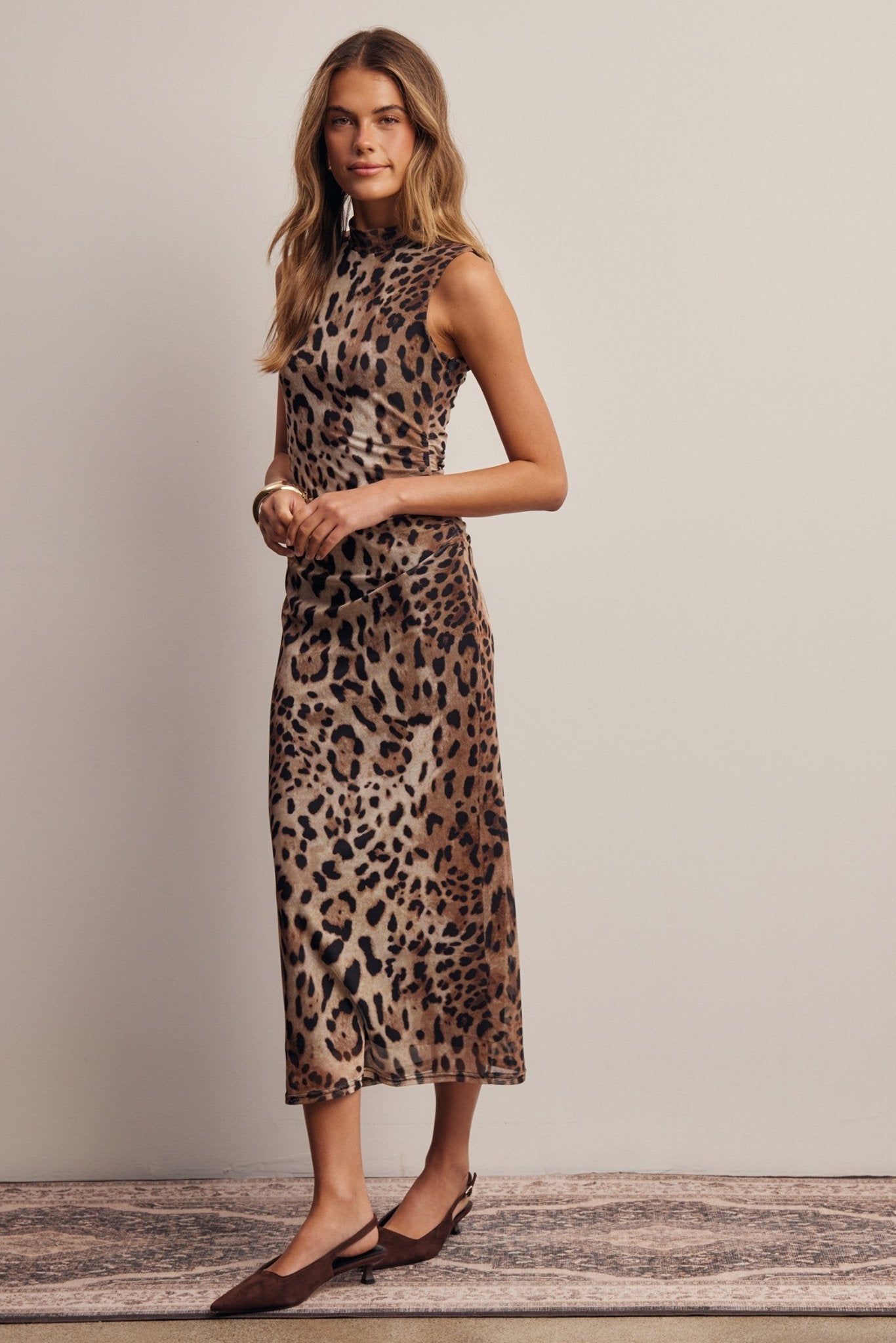 Nighttide Leopard Mesh Midi Dress - Westly