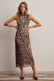 Nighttide Leopard Mesh Midi Dress in Leopard, photo 4