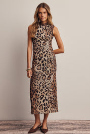 Nighttide Leopard Mesh Midi Dress in Leopard, photo 5