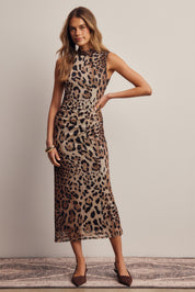 Nighttide Leopard Mesh Midi Dress in Leopard, photo 6