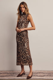 Nighttide Leopard Mesh Midi Dress in Leopard, photo 8