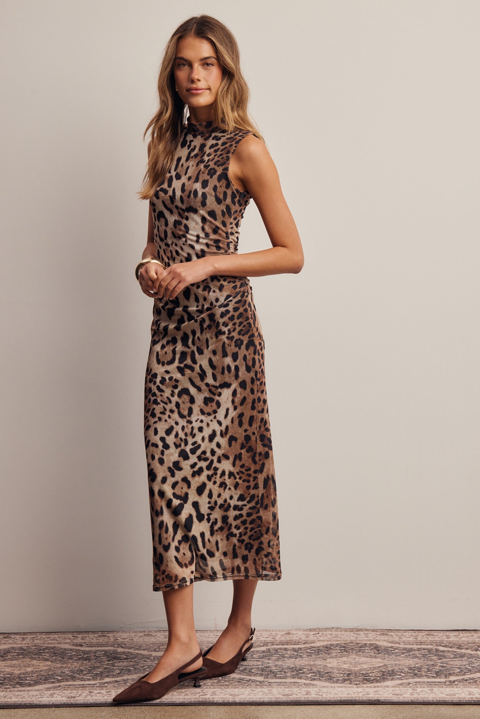 Nighttide Leopard Mesh Midi Dress in Leopard, photo 10