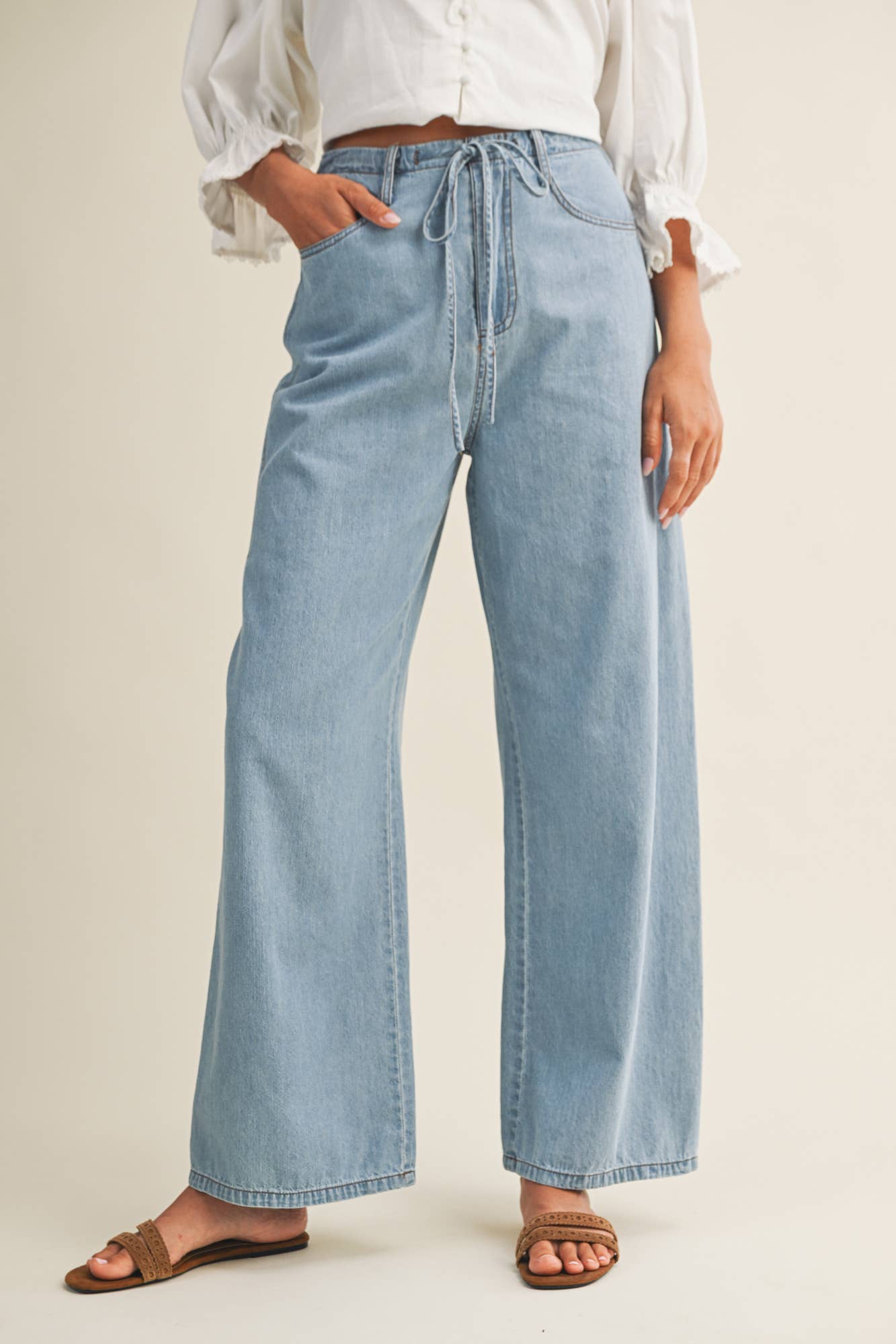 Noa High - Waist Drawstring Wide Leg Jean - Westly