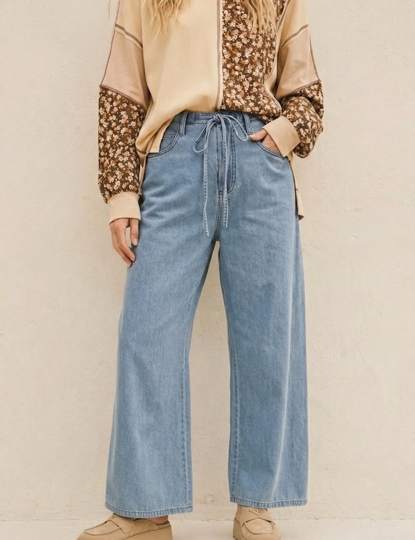 Noa High - Waist Drawstring Wide Leg Jean - Westly