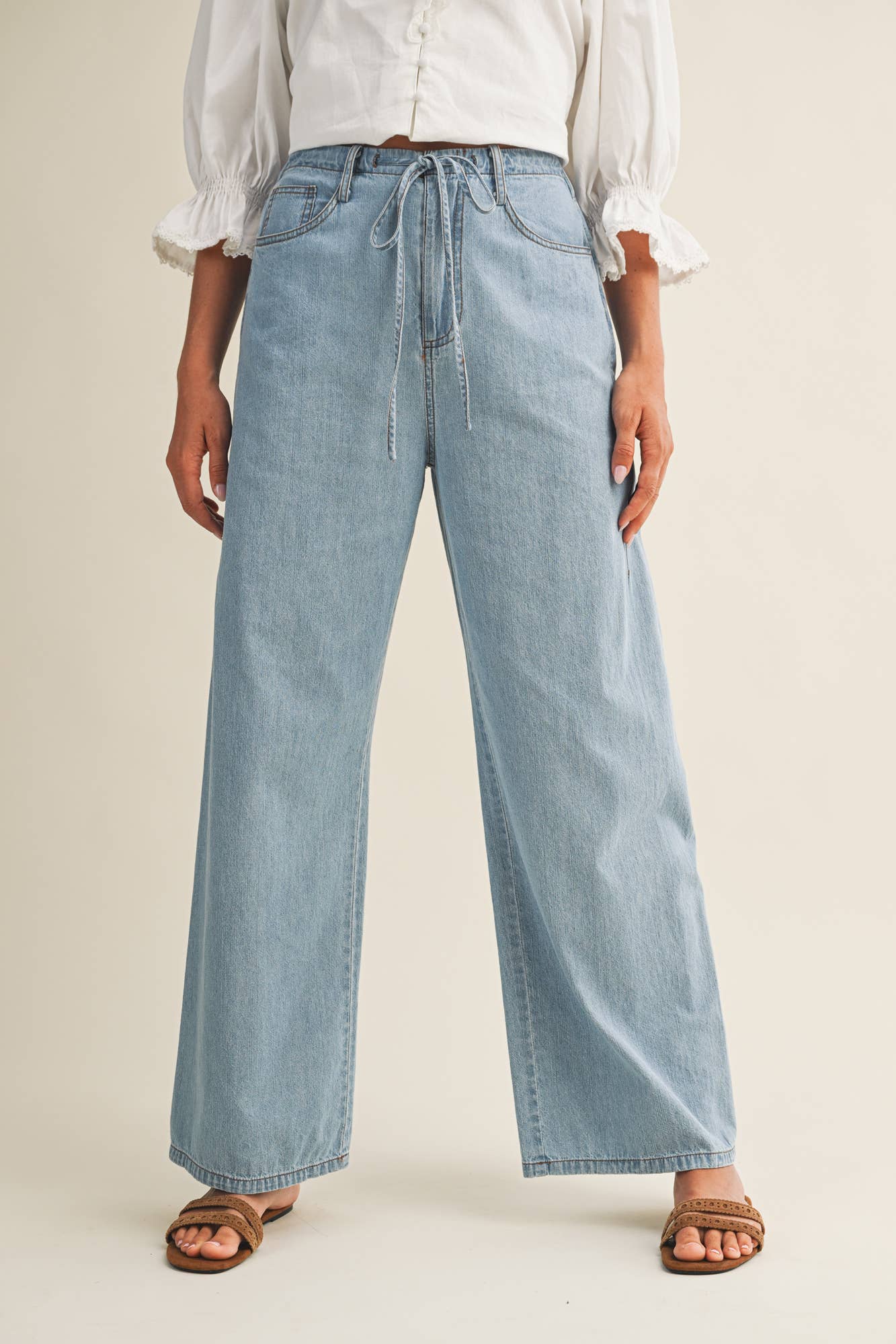 Noa High - Waist Drawstring Wide Leg Jean - Westly