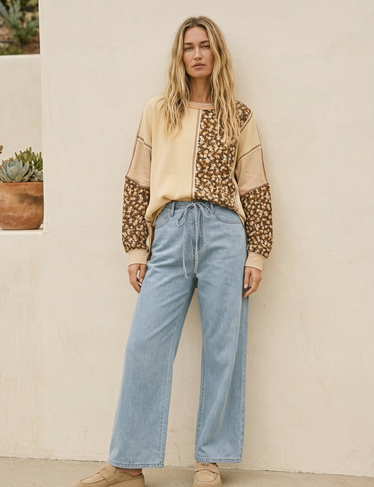 Noa High - Waist Drawstring Wide Leg Jean - Westly