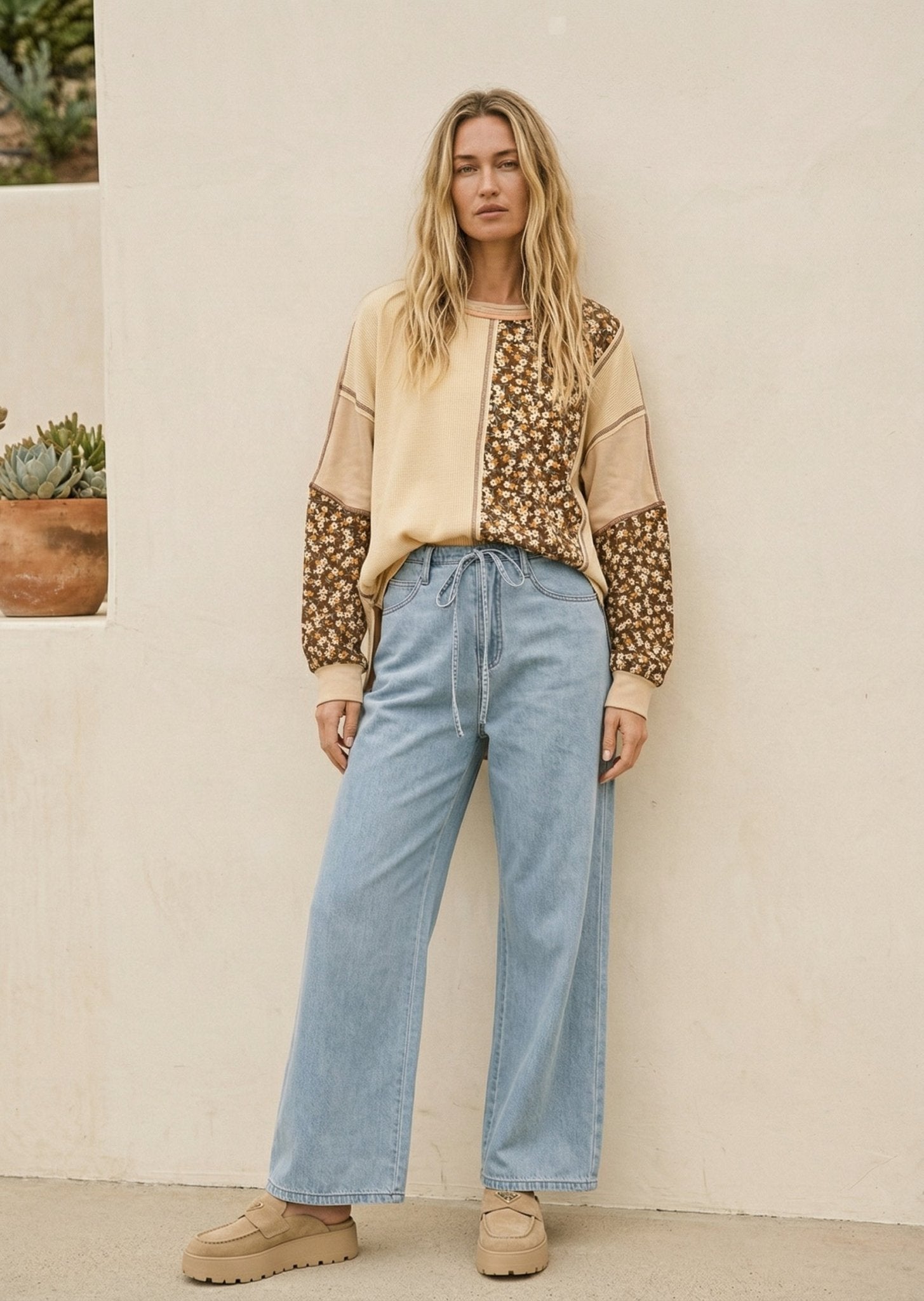 Noa High - Waist Drawstring Wide Leg Jean - Westly