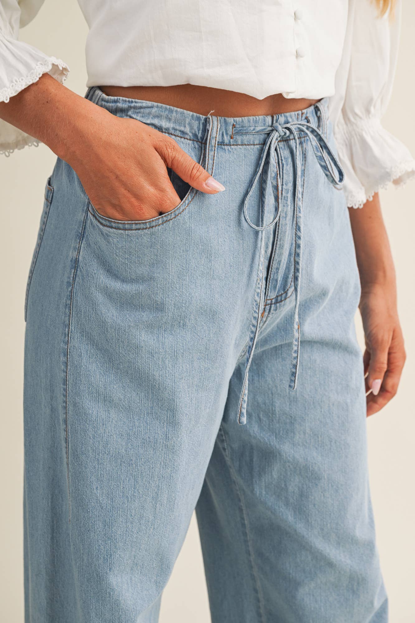 Noa High - Waist Drawstring Wide Leg Jean - Westly