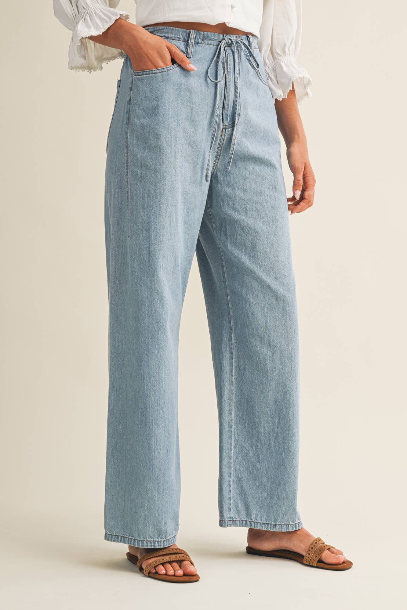 Noa High - Waist Drawstring Wide Leg Jean - Westly