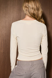Noble Fir Christmas Tree Fitted Top in Cream — product photo 03