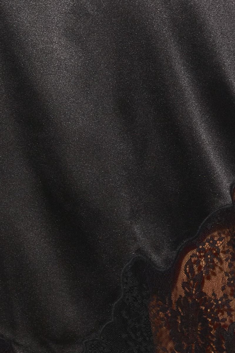 Nocturne Lace Trim Satin Midi Skirt in Black - product photo 6