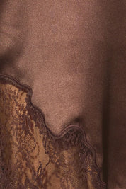Nocturne Lace Trim Satin Midi Skirt in Brown - product photo 11