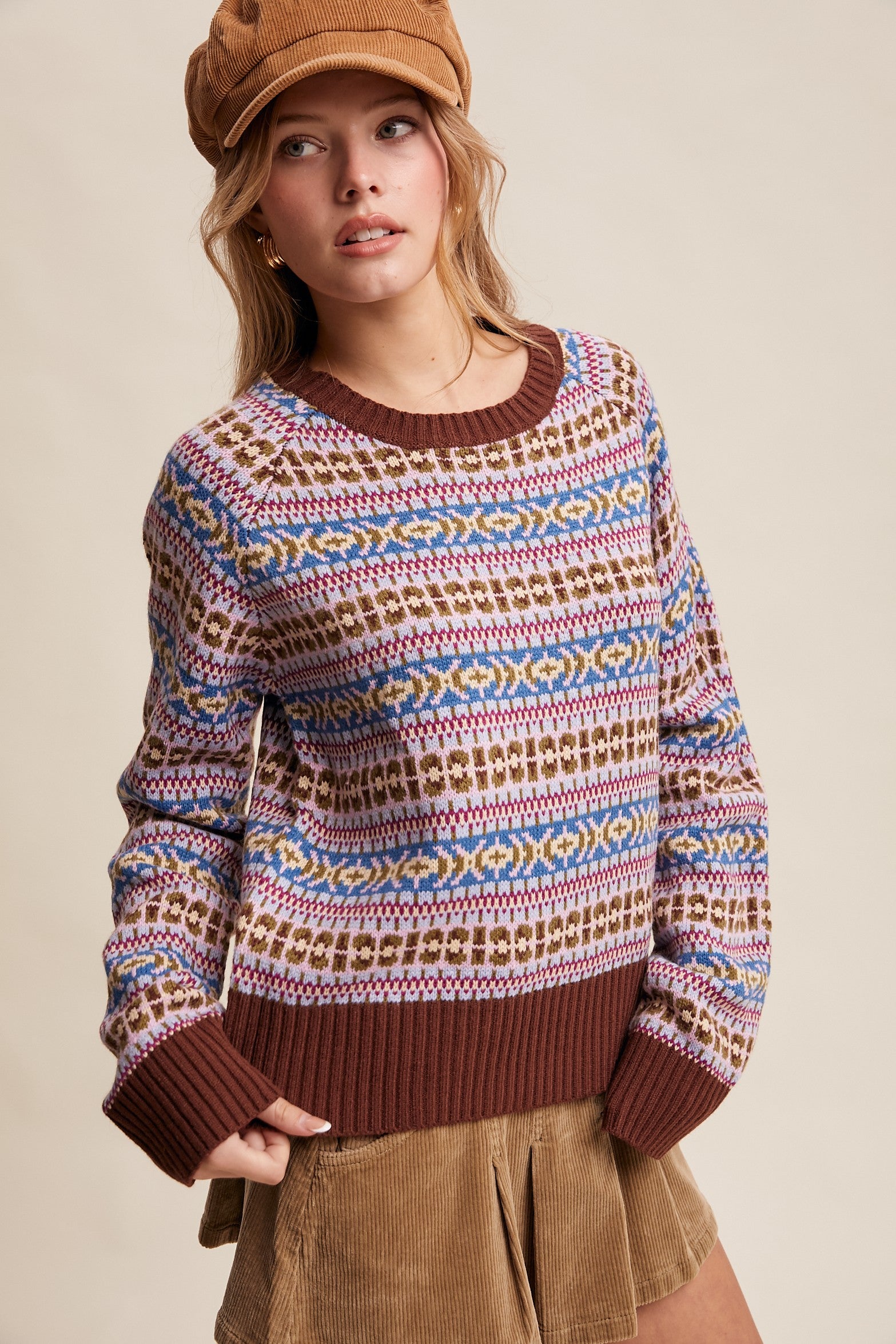 Nordhaven Fair Isle Sweater - Brown Multi