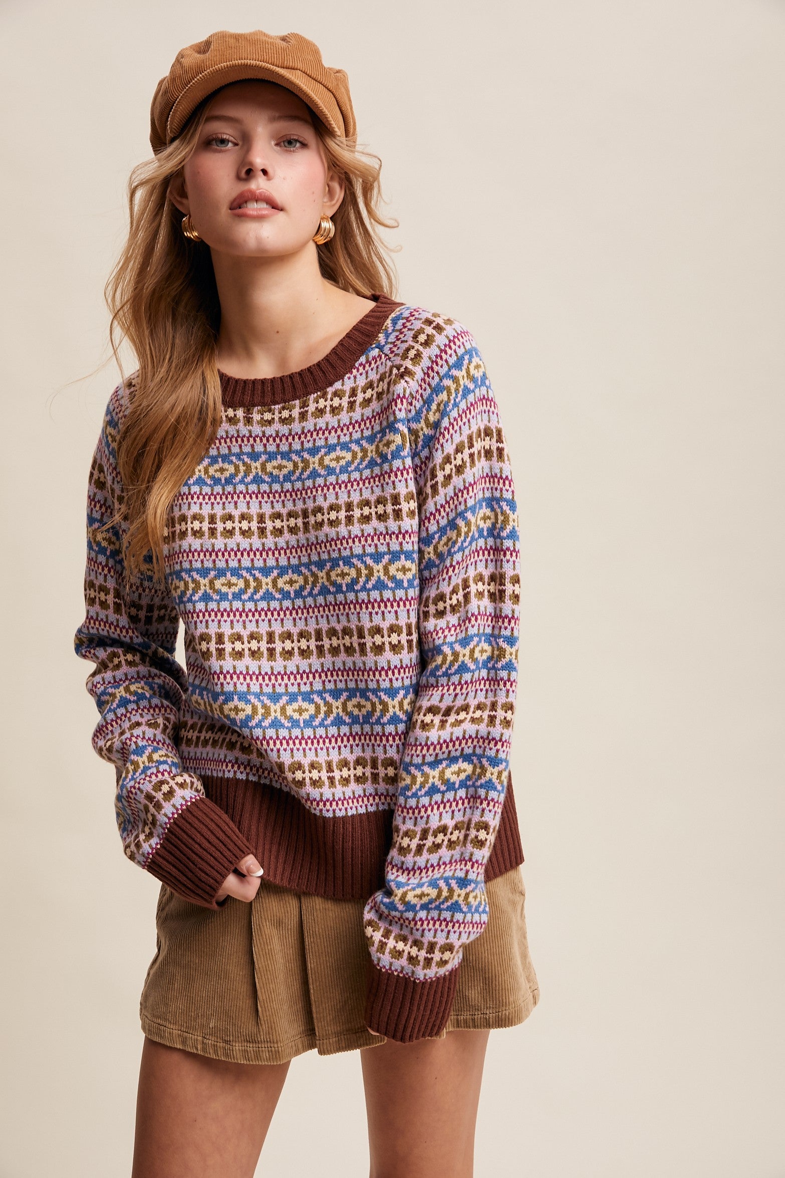 Nordhaven Fair Isle Sweater - Brown Multi