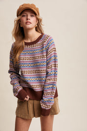 Nordhaven Fair Isle Sweater - Brown Multi