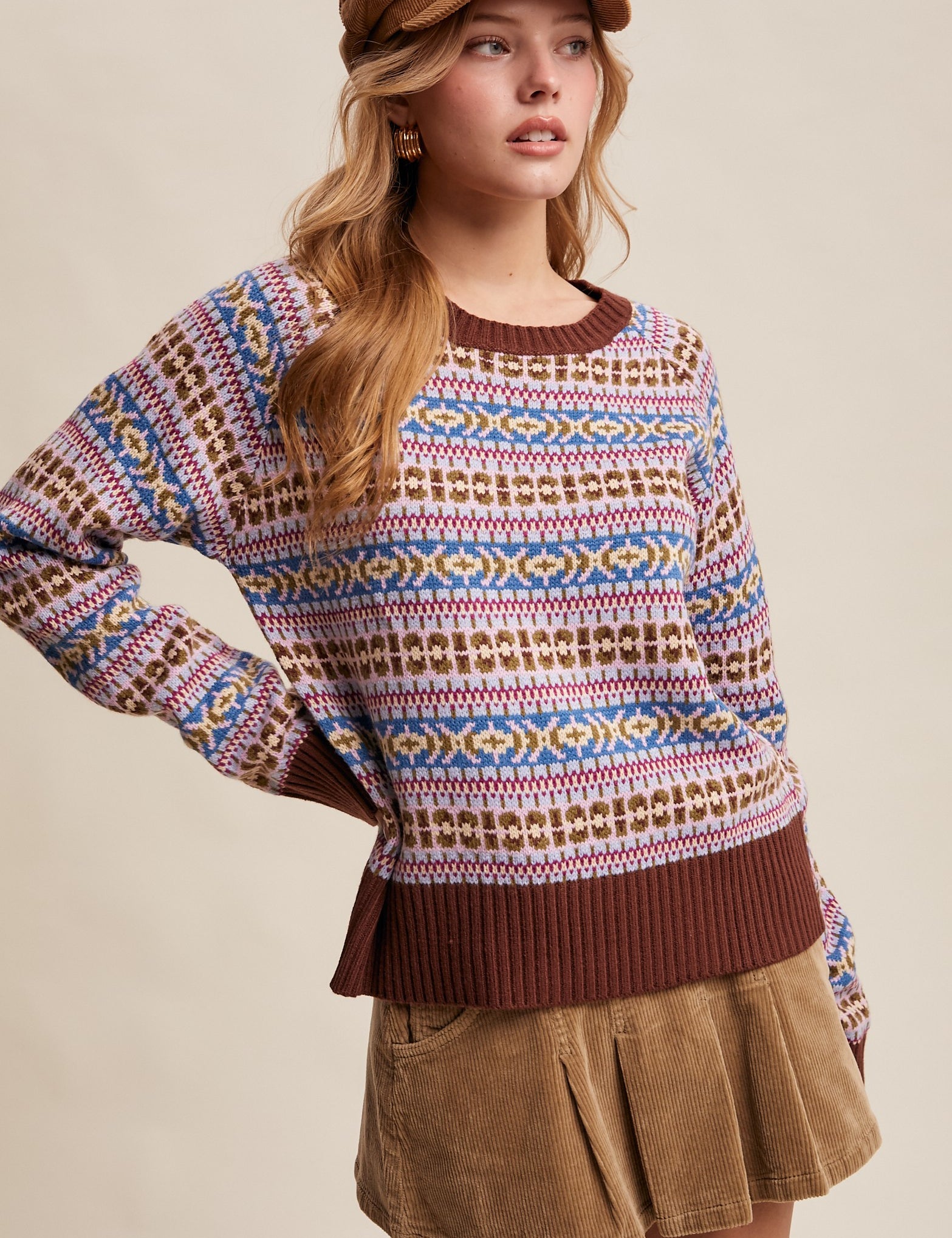 Nordhaven Fair Isle Sweater - Brown Multi