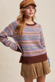 Nordhaven Fair Isle Sweater - Brown Multi