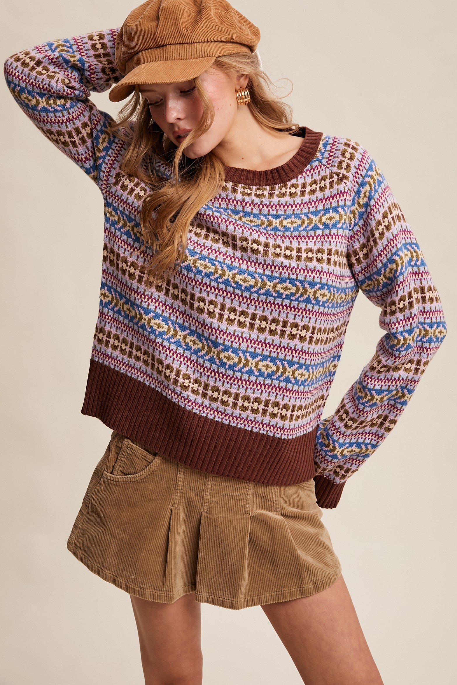 Nordhaven Fair Isle Sweater - Brown Multi