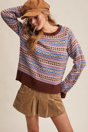 Nordhaven Fair Isle Sweater - Brown Multi