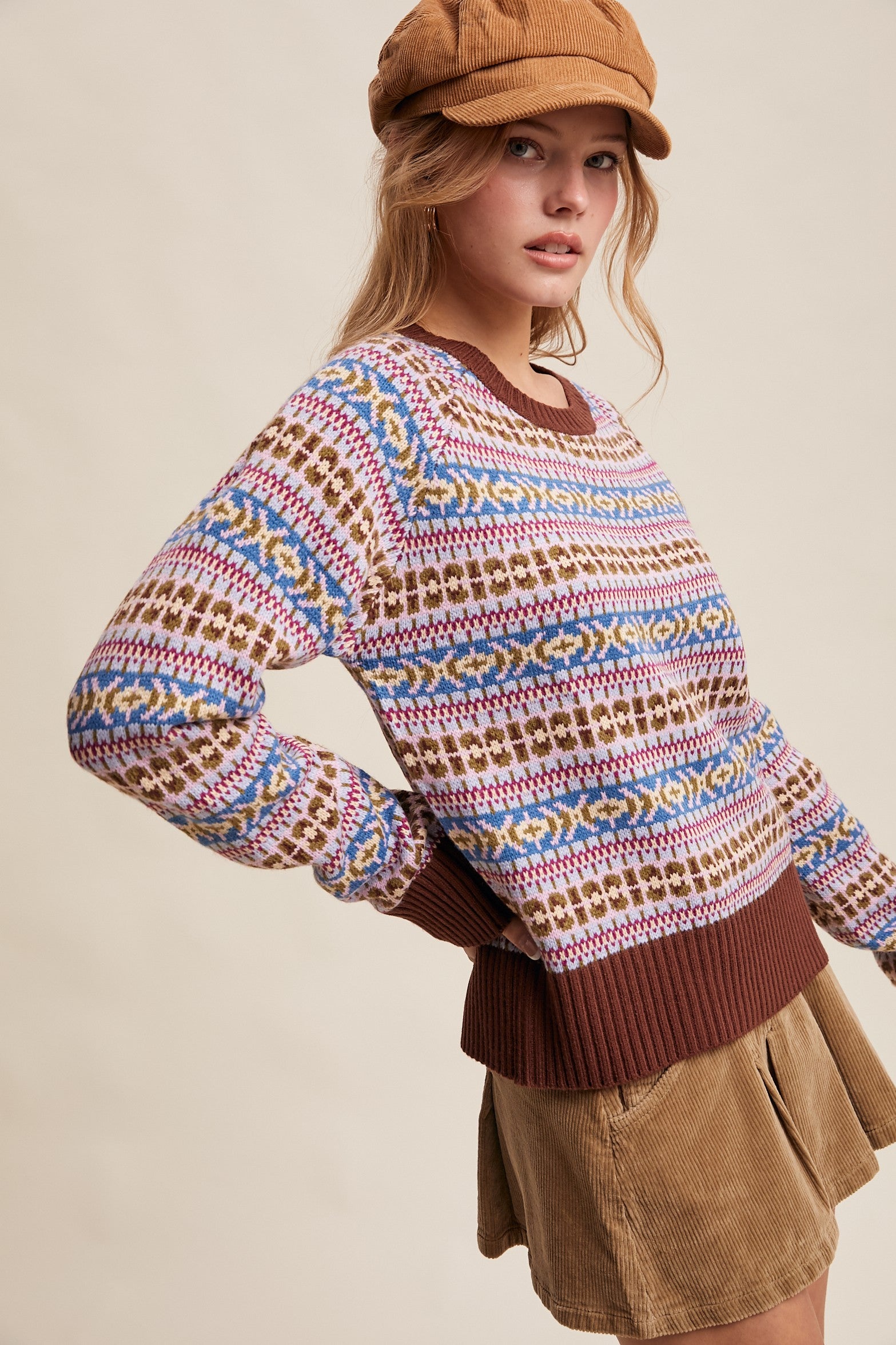 Nordhaven Fair Isle Sweater - Brown Multi