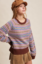 Nordhaven Fair Isle Sweater - Brown Multi