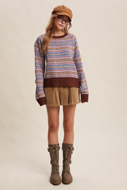 Nordhaven Fair Isle Sweater - Brown Multi