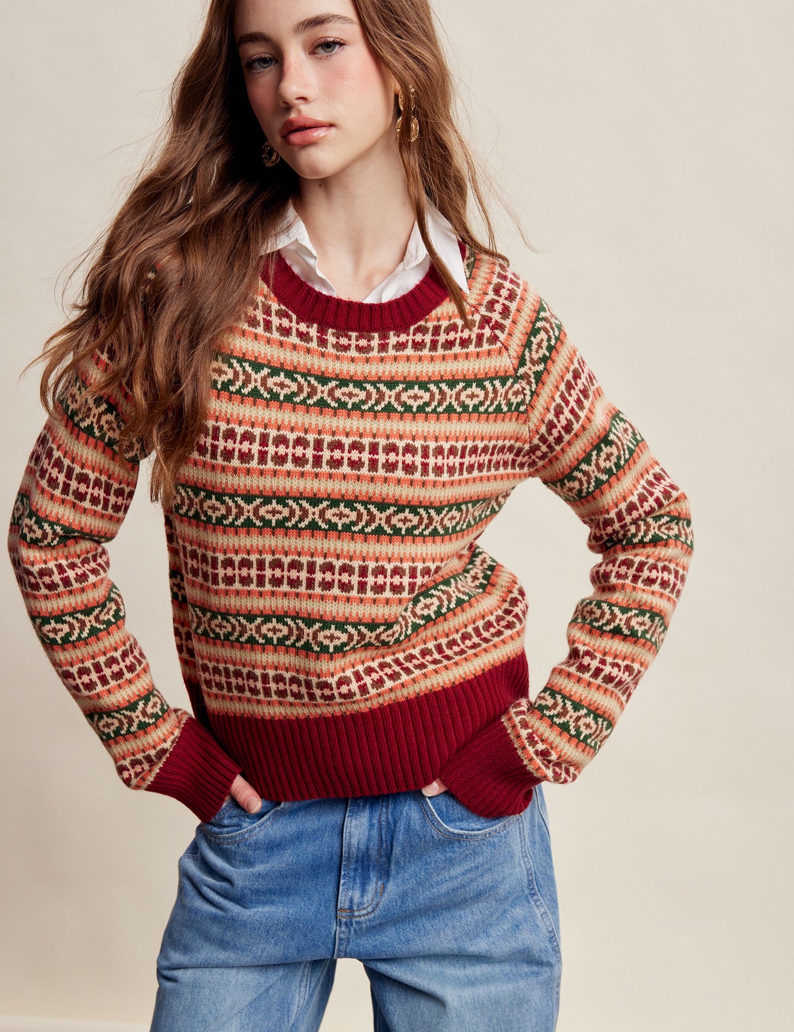 Nordhaven Fair Isle Sweater - Red Multi