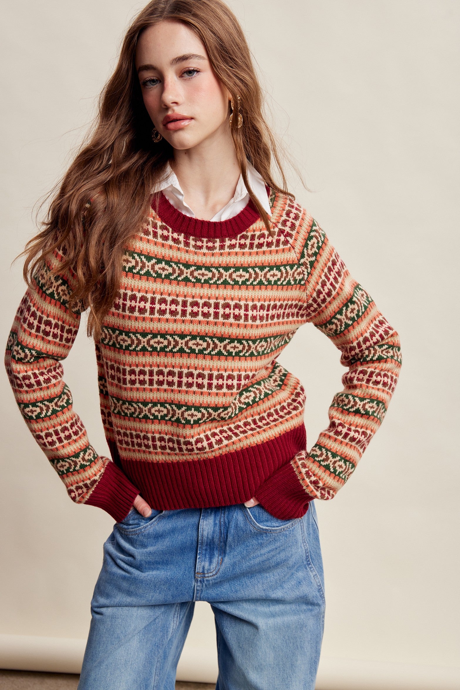 Nordhaven Fair Isle Sweater - Red Multi